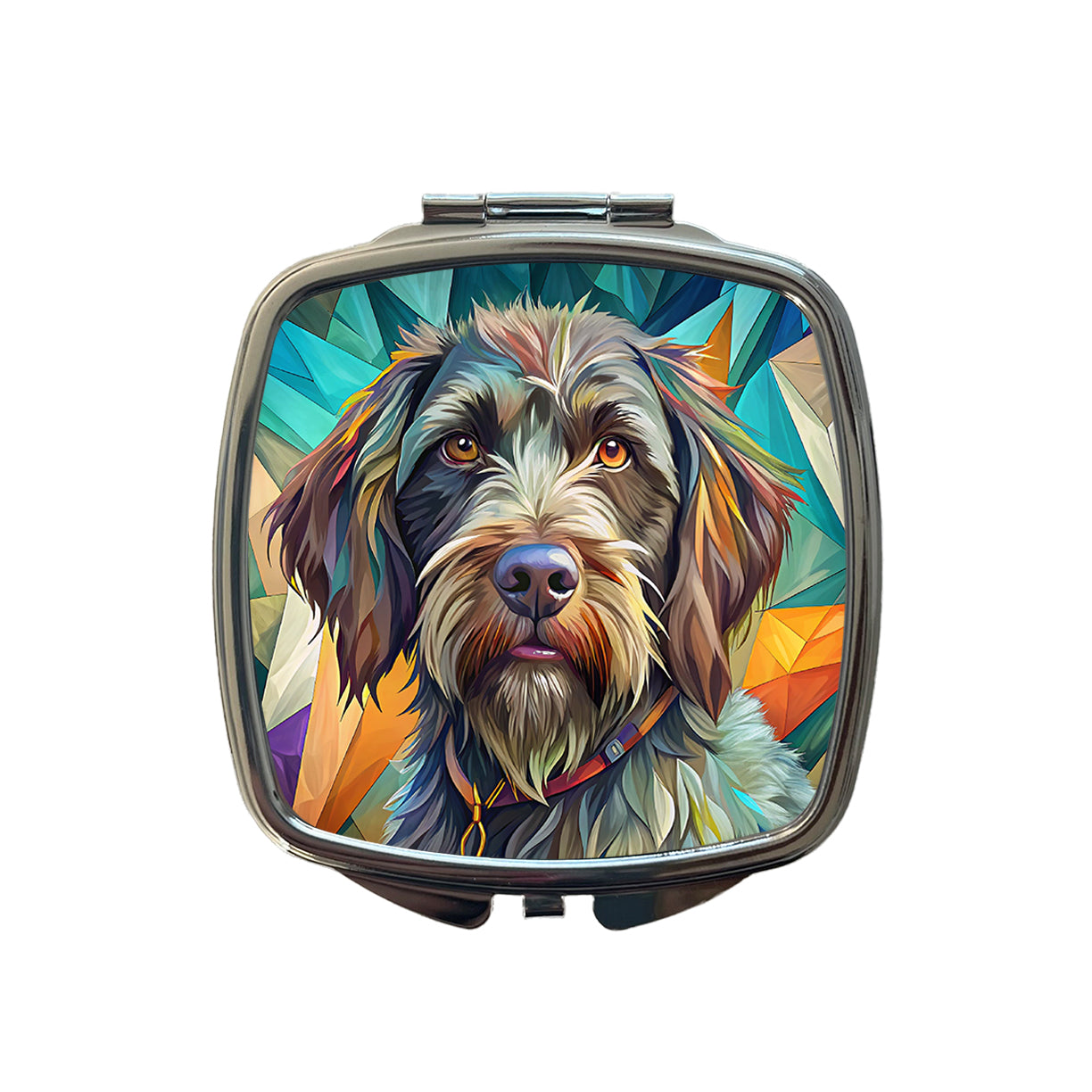 Wirehaired Pointing Griffon Dog Contemporary Art Small Travel Purse Handbag Pocket Makeup Compact Mirror