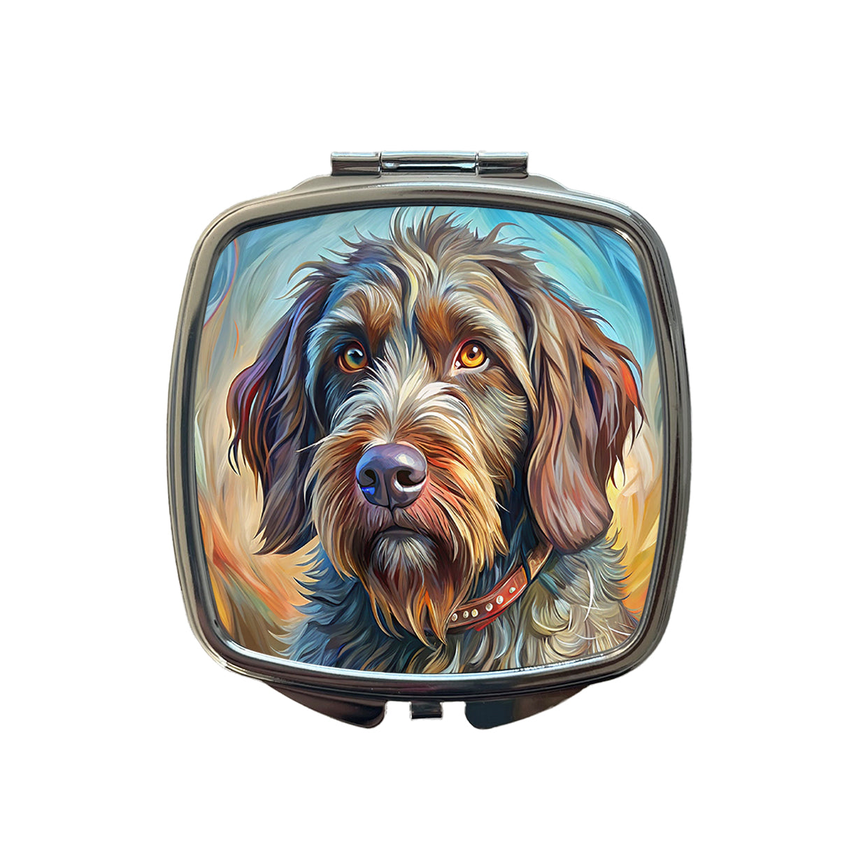 Wirehaired Pointing Griffon Dog Expressionism Art Small Travel Purse Handbag Pocket Makeup Compact Mirror