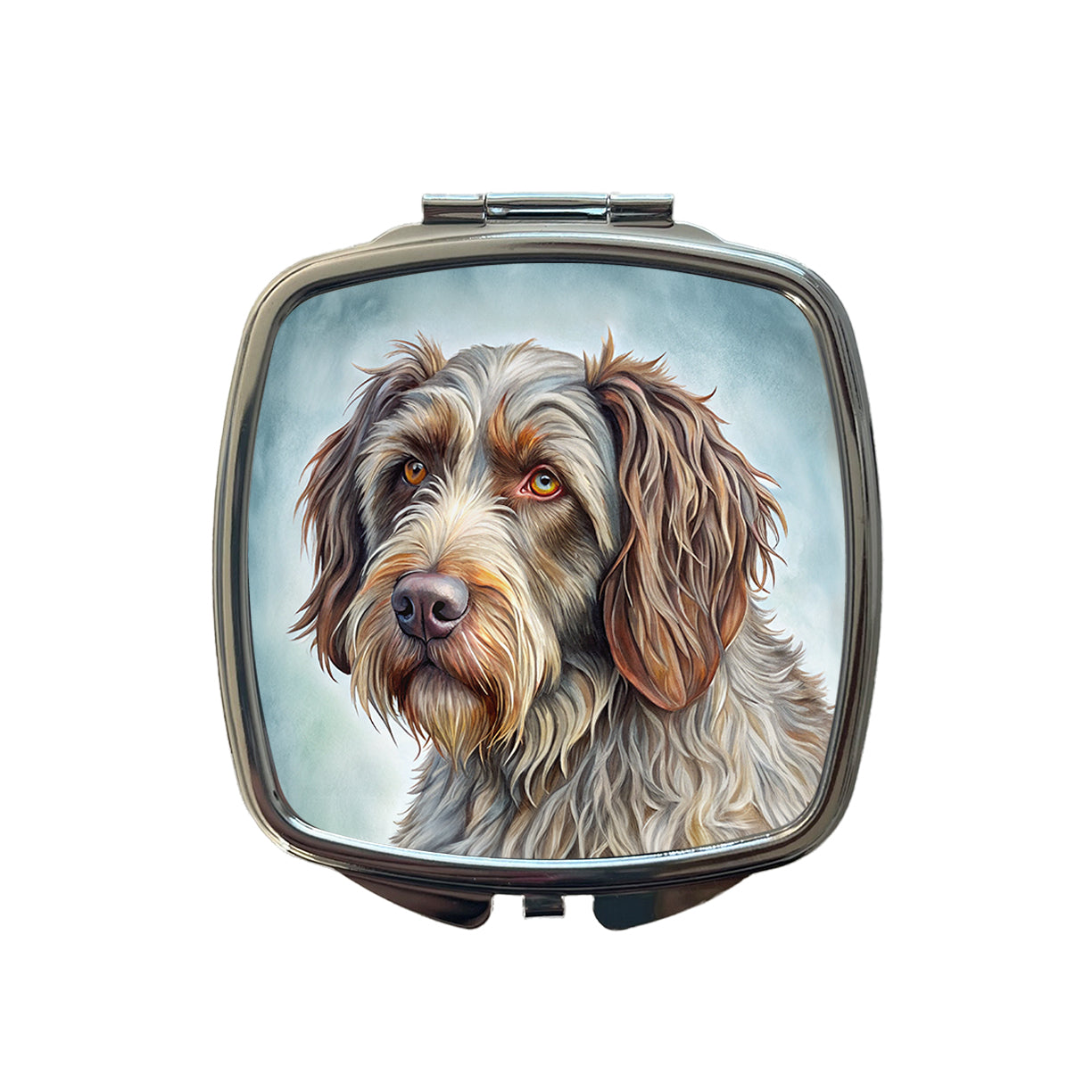 Wirehaired Pointing Griffon Dog Illustration Small Travel Purse Handbag Pocket Makeup Compact Mirror