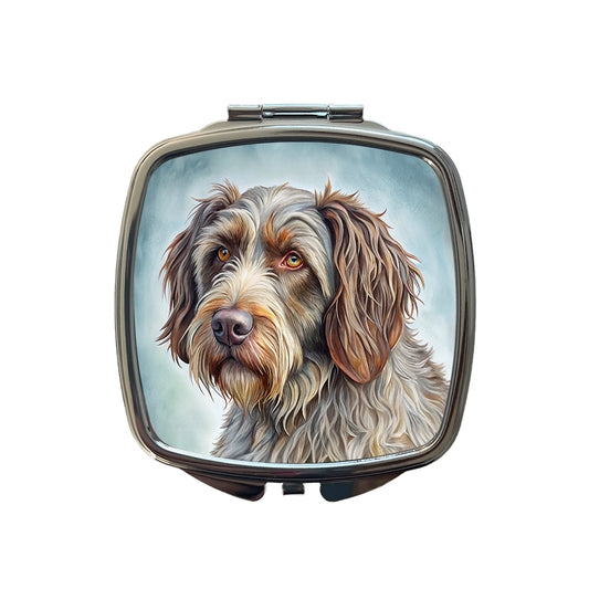 Wirehaired Pointing Griffon Dog Illustration Small Travel Purse Handbag Pocket Makeup Compact Mirror