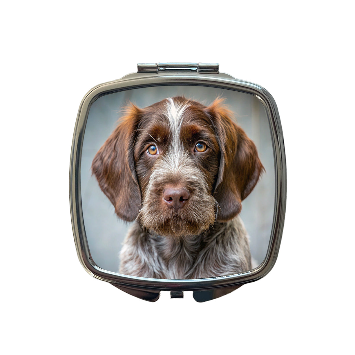 Wirehaired Pointing Griffon Dog Puppy Photo Small Travel Purse Handbag Pocket Makeup Compact Mirror