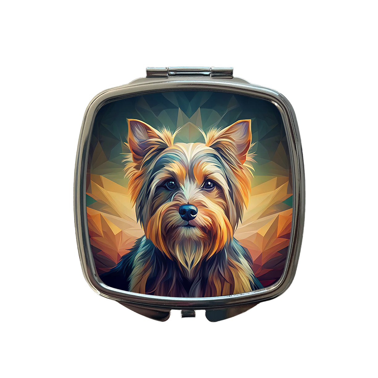 Yorkshire Terrier Yorkie Dog Abstract Stylized Art Small Travel Purse Handbag Pocket Makeup Compact Mirror