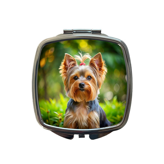 Yorkshire Terrier Yorkie Dog Photo Small Travel Purse Handbag Pocket Makeup Compact Mirror