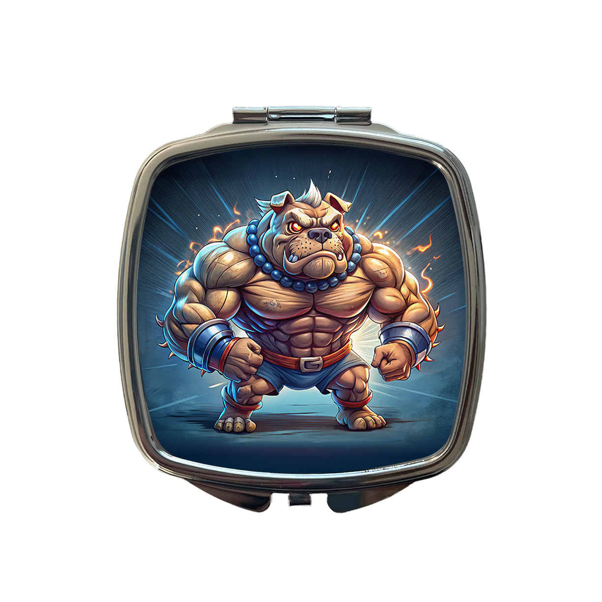 Bulldog With Huge Muscles Cartoon Small Travel Purse Handbag Pocket Makeup Compact Mirror