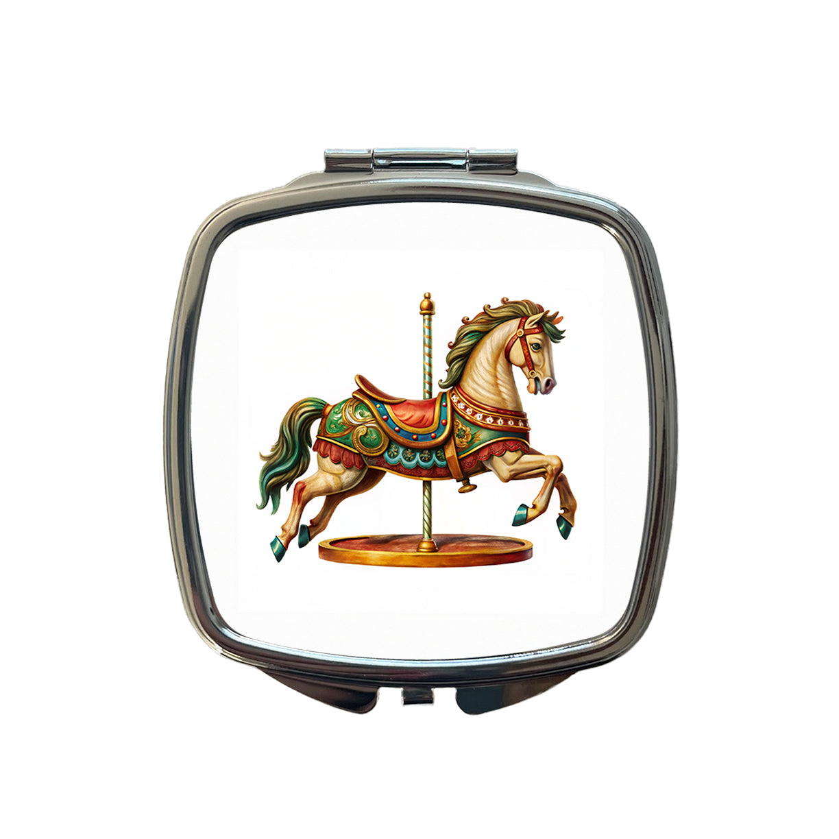 Carousel Horse Small Travel Purse Handbag Pocket Makeup Compact Mirror