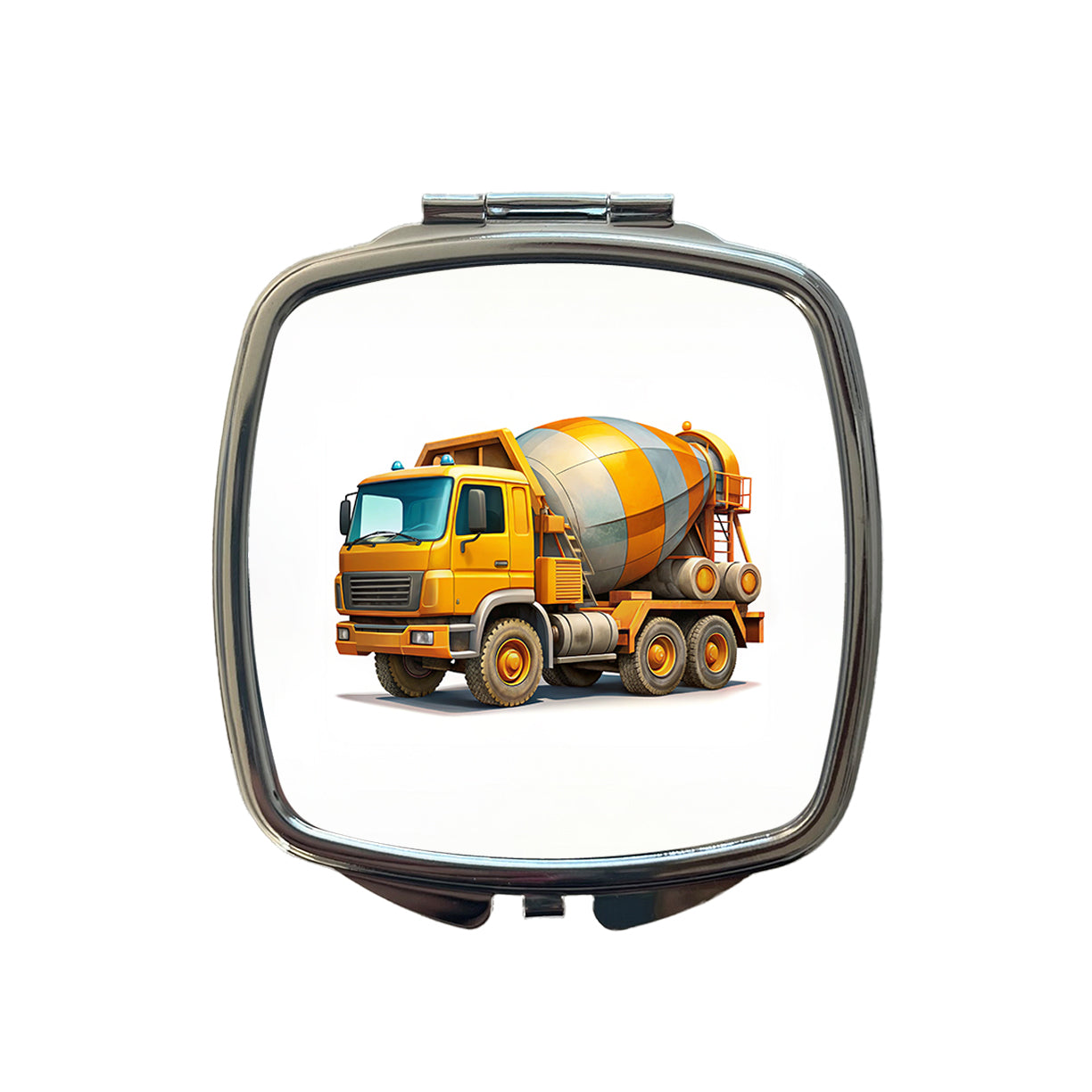 Cement Truck Construction Work Equipment Small Travel Purse Handbag Pocket Makeup Compact Mirror