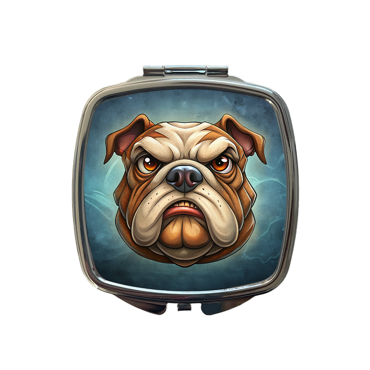 Classic Bulldog Face Cartoon Small Travel Purse Handbag Pocket Makeup Compact Mirror