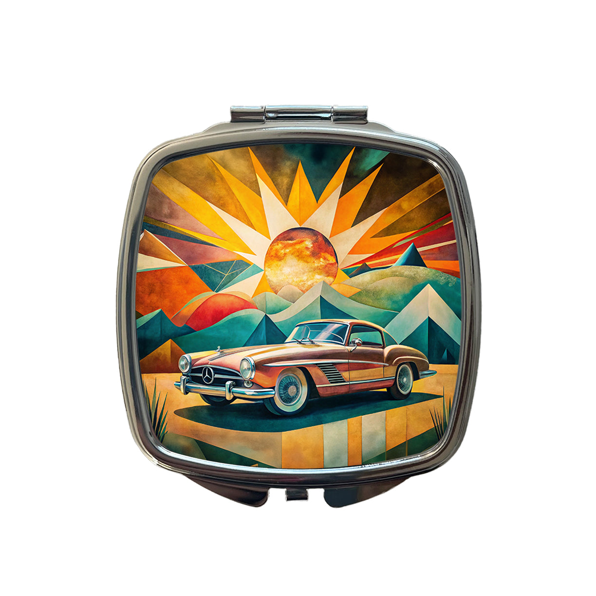Classic Retro German Car Art Small Travel Purse Handbag Pocket Makeup Compact Mirror