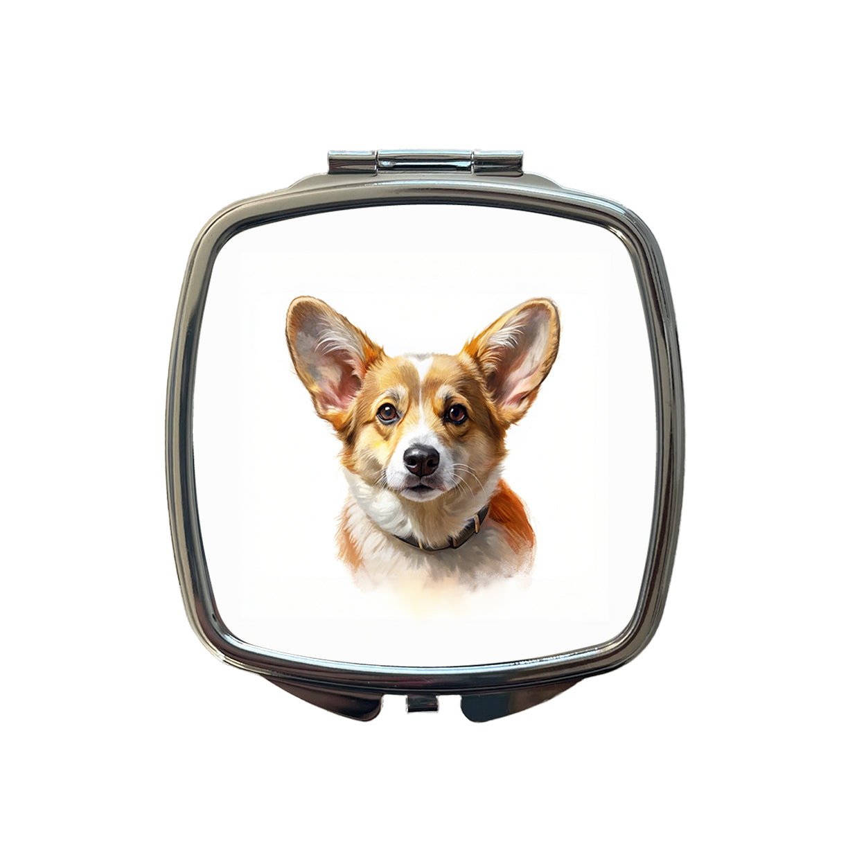 Corgi Cute Face Illustration Small Travel Purse Handbag Pocket Makeup Compact Mirror