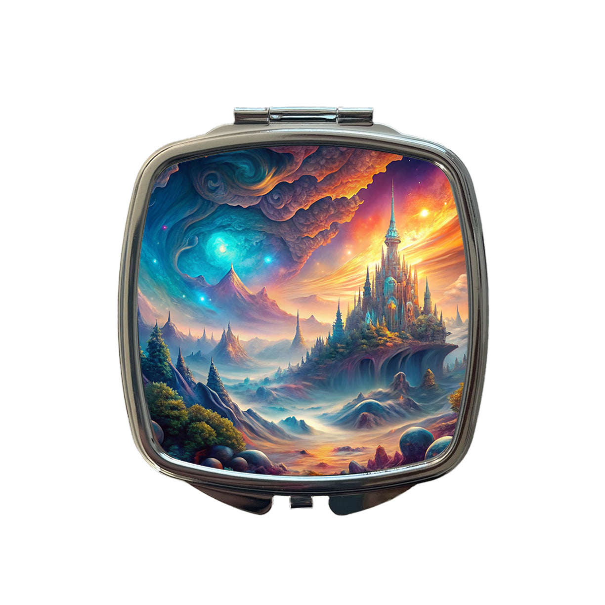 Fantasy World Abstract Art Small Travel Purse Handbag Pocket Makeup Compact Mirror