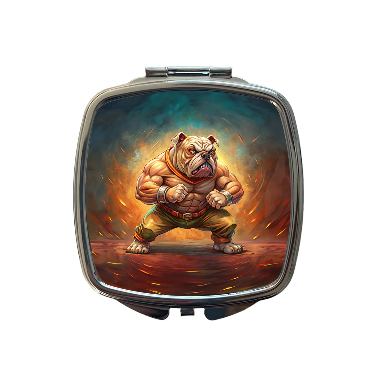 Fighting Mad Bulldog Small Travel Purse Handbag Pocket Makeup Compact Mirror