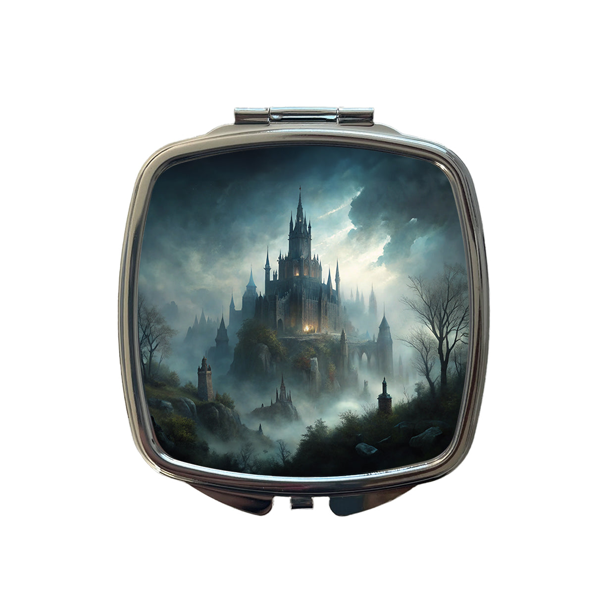 Gothic Horror Castle Small Travel Purse Handbag Pocket Makeup Compact Mirror