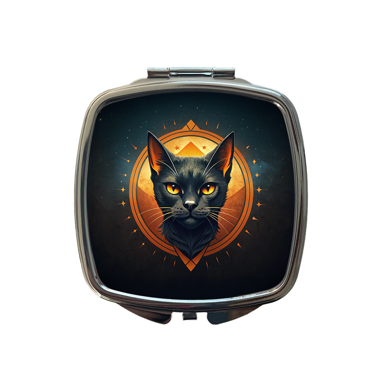 Noir Black Cat Design Small Travel Purse Handbag Pocket Makeup Compact Mirror