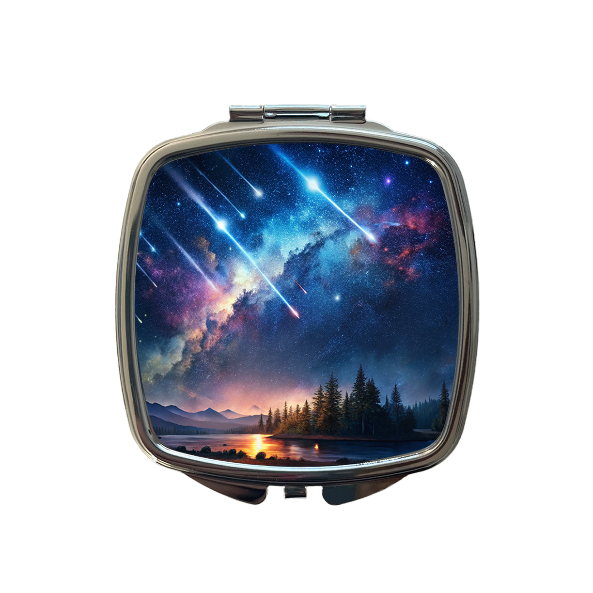Sci-fi Colorful Meteor Shower Small Travel Purse Handbag Pocket Makeup Compact Mirror