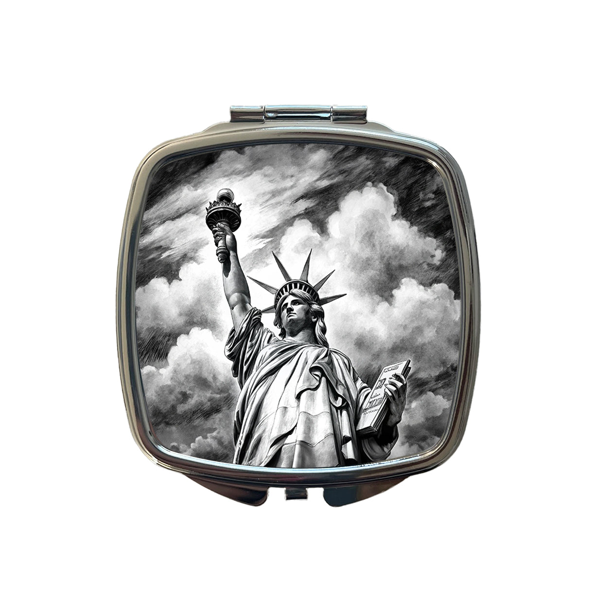 Sketch Of Statue Of Liberty New York City Small Travel Purse Handbag Pocket Makeup Compact Mirror