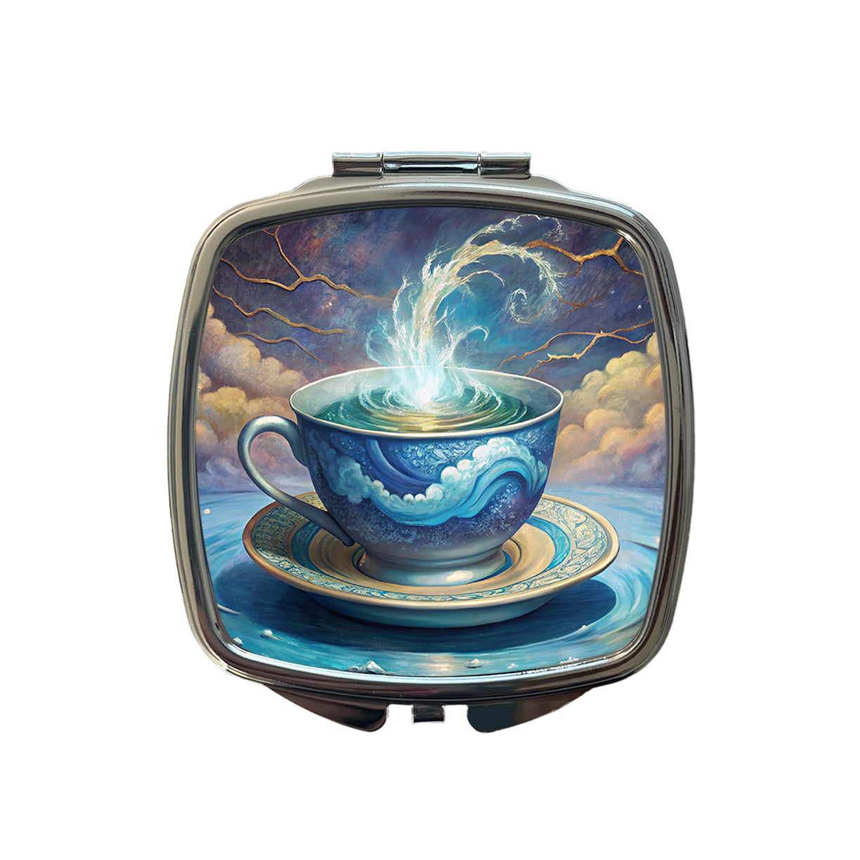 Tempest In A Teacup Small Travel Purse Handbag Pocket Makeup Compact Mirror