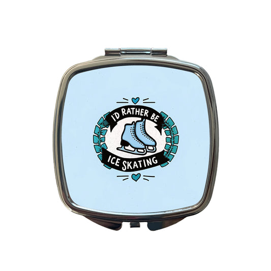I'd Rather Be Ice Skating Small Travel Purse Handbag Pocket Makeup Compact Mirror
