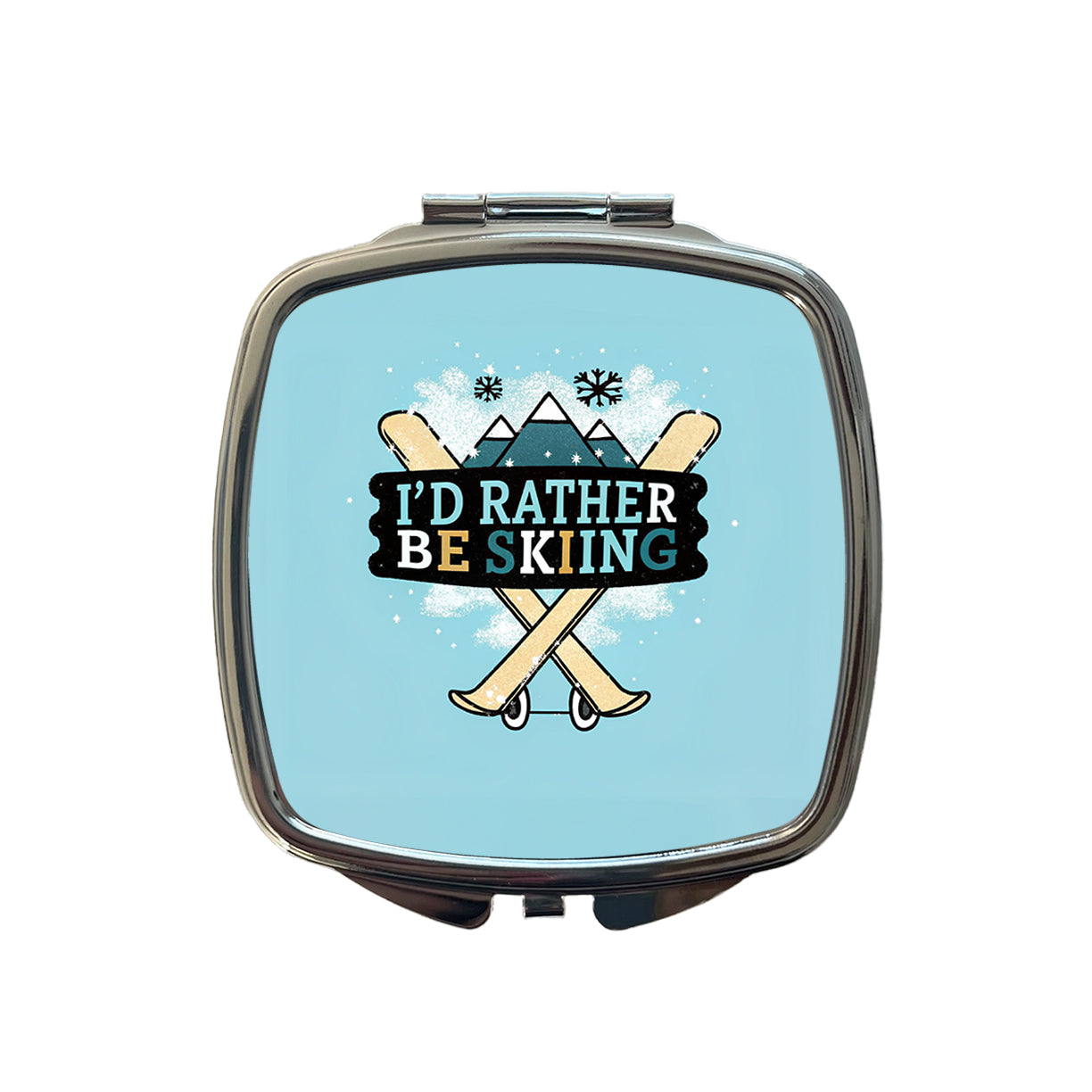 I'd Rather Be Skiing Small Travel Purse Handbag Pocket Makeup Compact Mirror