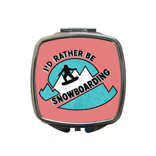 I'd Rather Be Snow Boarding Small Travel Purse Handbag Pocket Makeup Compact Mirror