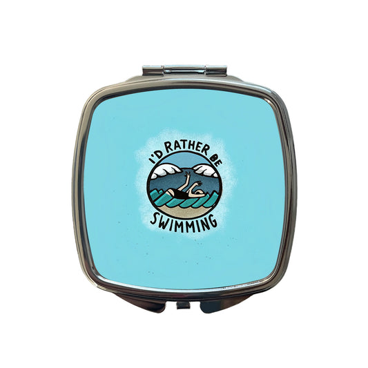 I'd Rather Be Swimming Small Travel Purse Handbag Pocket Makeup Compact Mirror