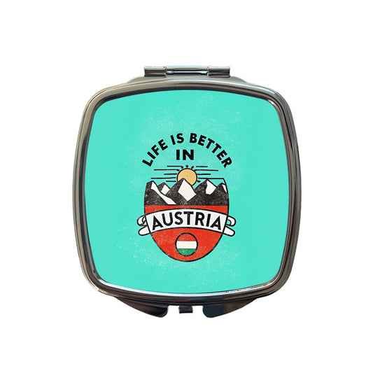 Life Is Better In Austria Small Travel Purse Handbag Pocket Makeup Compact Mirror