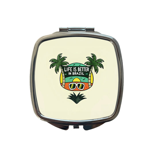 Life Is Better In Brazil Small Travel Purse Handbag Pocket Makeup Compact Mirror