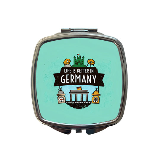 Life Is Better In Germany Small Travel Purse Handbag Pocket Makeup Compact Mirror