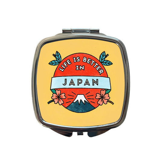 Life Is Better In Japan Small Travel Purse Handbag Pocket Makeup Compact Mirror
