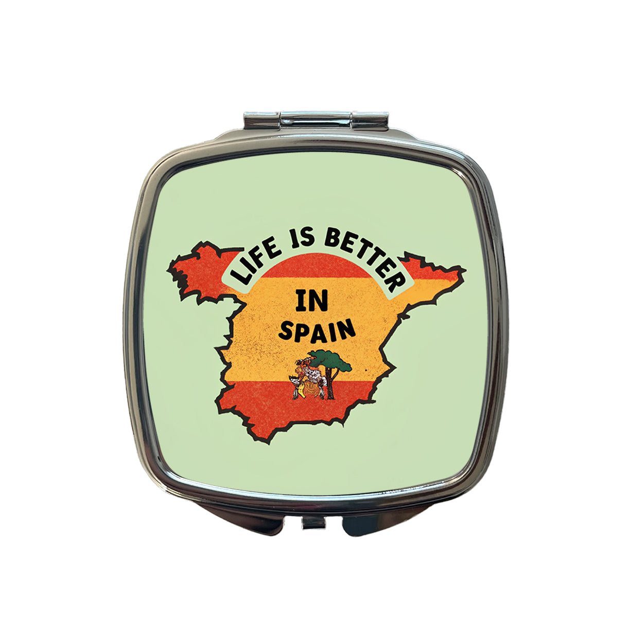 Life Is Better In Spain Small Travel Purse Handbag Pocket Makeup Compact Mirror