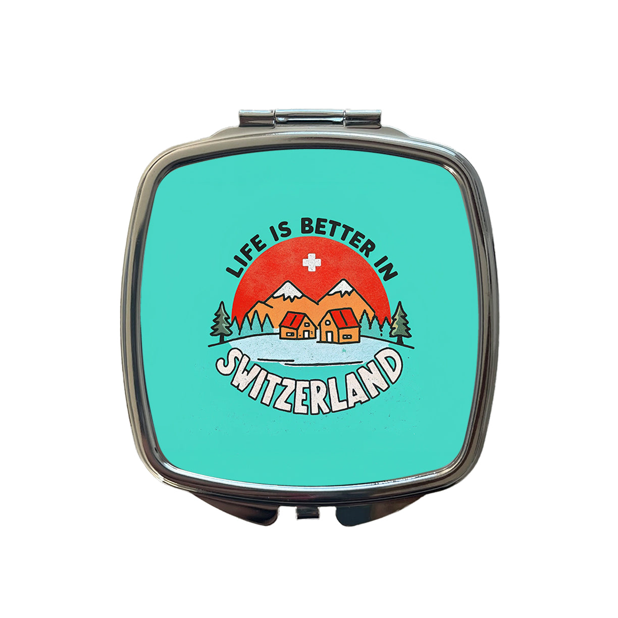 Life Is Better In Switzerland Small Travel Purse Handbag Pocket Makeup Compact Mirror