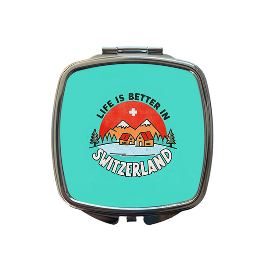Life Is Better In Switzerland Small Travel Purse Handbag Pocket Makeup Compact Mirror