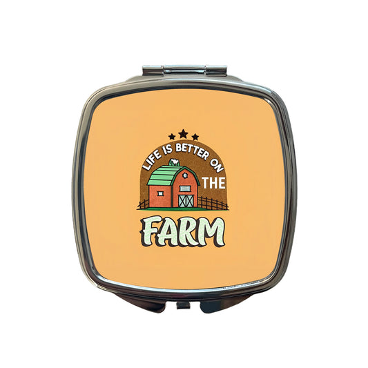 Life Is Better On The Farm Small Travel Purse Handbag Pocket Makeup Compact Mirror
