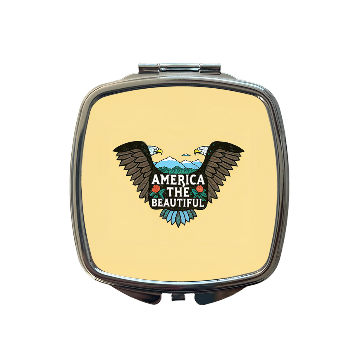 America The Beautiful Eagle Wings USA Small Travel Purse Handbag Pocket Makeup Compact Mirror