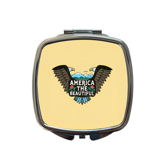 America The Beautiful Eagle Wings USA Small Travel Purse Handbag Pocket Makeup Compact Mirror