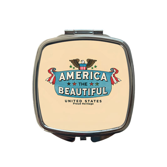America The Beautiful United States Proud Heritage Small Travel Purse Handbag Pocket Makeup Compact Mirror