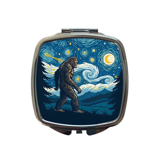 Big Foot Van Gogh Starry Night Small Travel Purse Handbag Pocket Makeup Compact Mirror