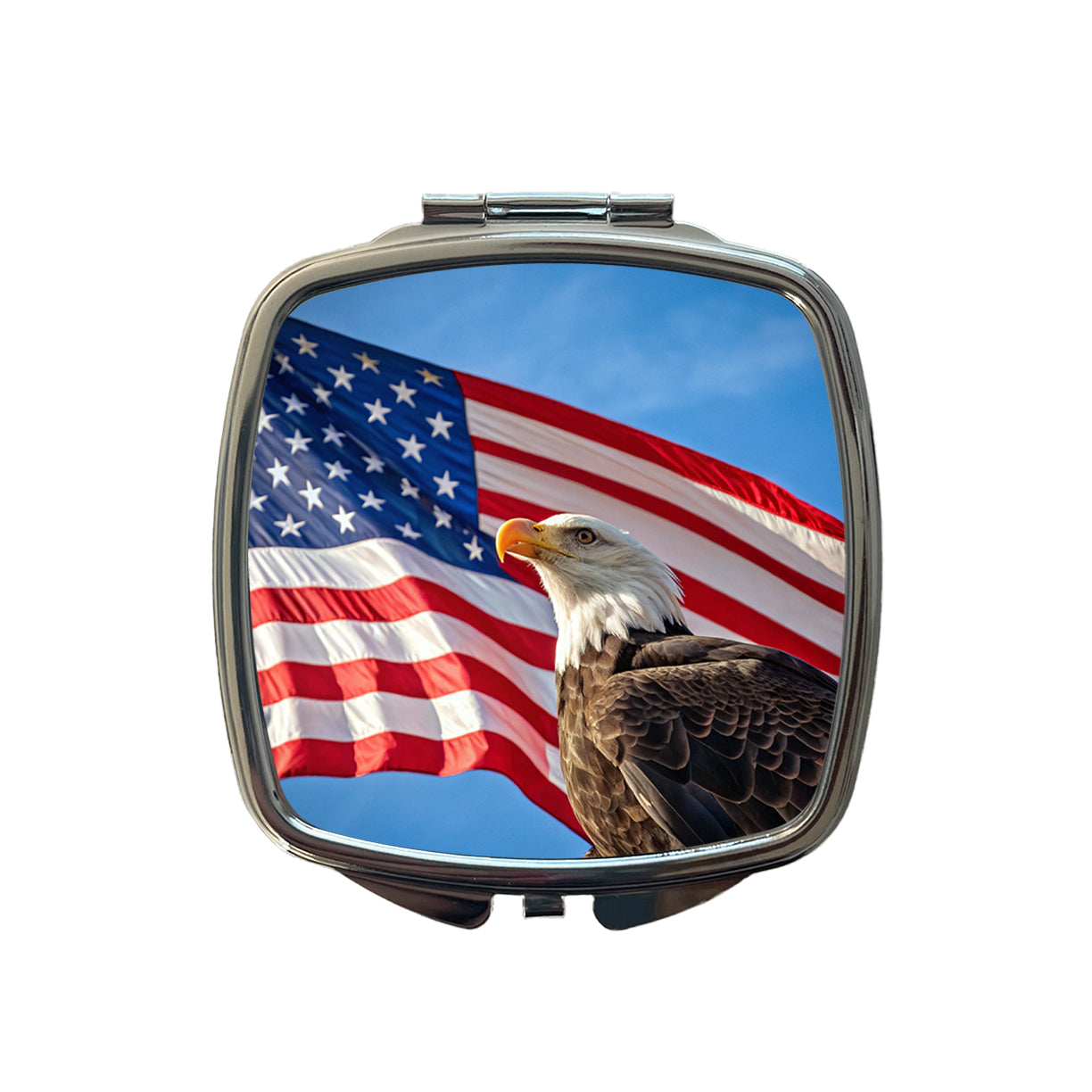 Eagle And American Flag USA United States Patriotic Small Travel Purse Handbag Pocket Makeup Compact Mirror