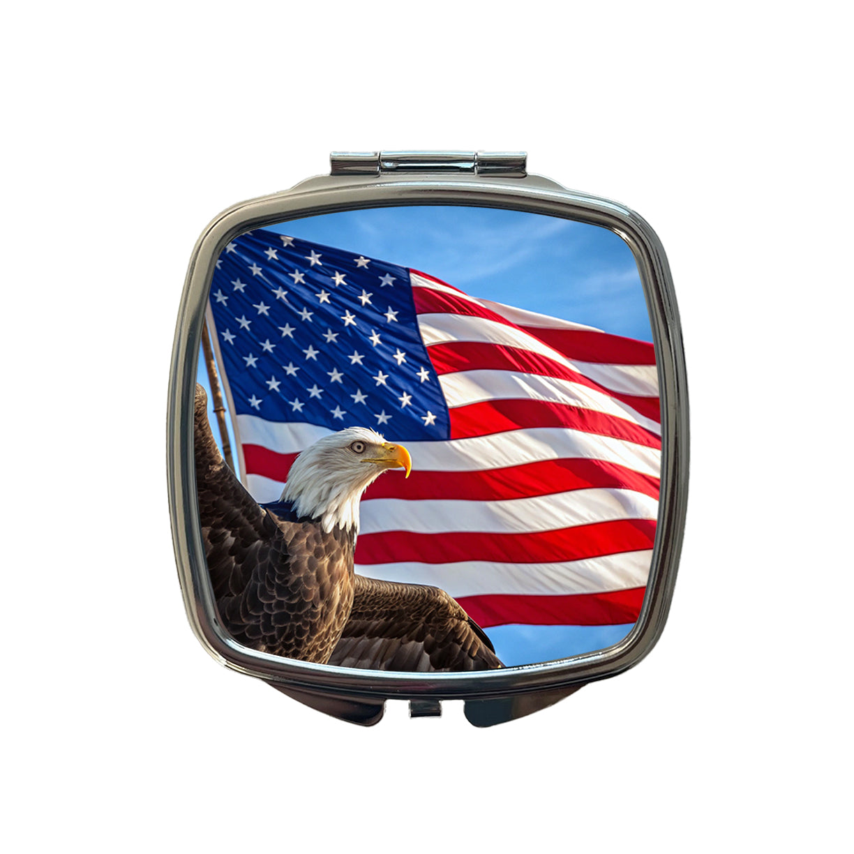 Eagle And American Flag USA United States Small Travel Purse Handbag Pocket Makeup Compact Mirror