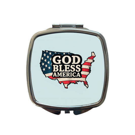 God Bless America Cute USA United States Small Travel Purse Handbag Pocket Makeup Compact Mirror