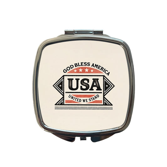 God Bless America USA United We Stand States Small Travel Purse Handbag Pocket Makeup Compact Mirror