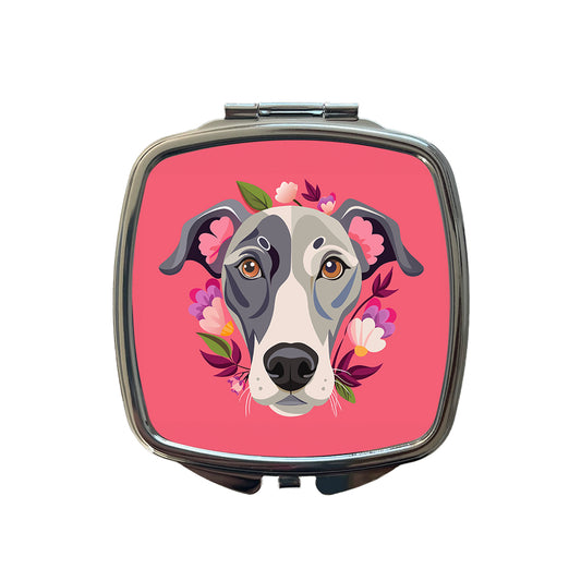 Great Dane Head Floral Pink Dog Small Travel Purse Handbag Pocket Makeup Compact Mirror