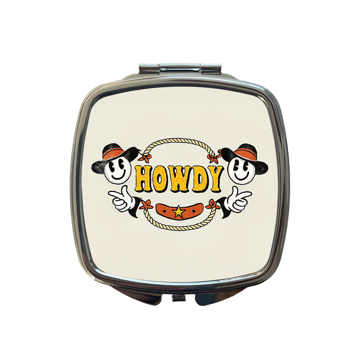 Howdy Funny Country Cowboy Cowgirl Small Travel Purse Handbag Pocket Makeup Compact Mirror