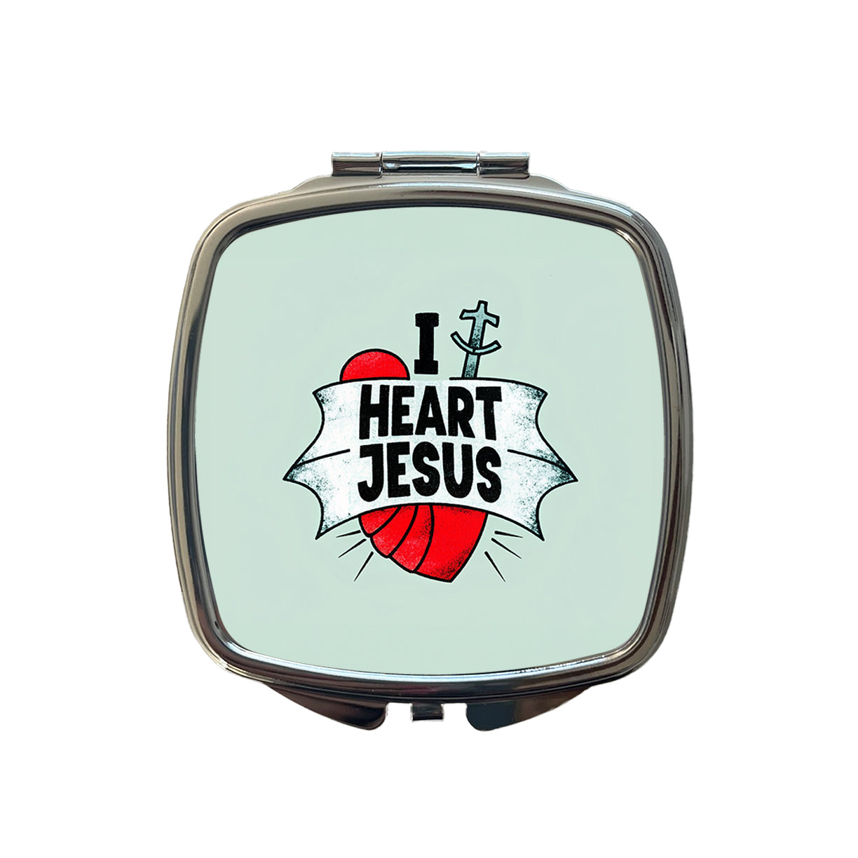 I Heart Jesus Love Small Travel Purse Handbag Pocket Makeup Compact Mirror