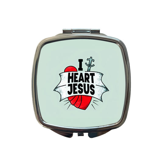 I Heart Jesus Love Small Travel Purse Handbag Pocket Makeup Compact Mirror