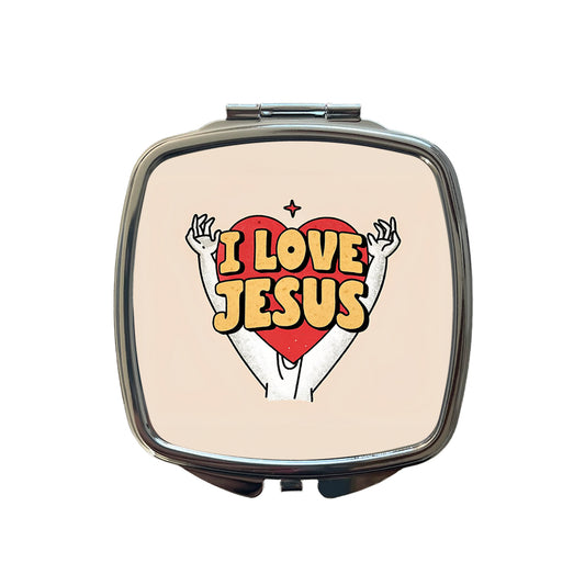 I Love Jesus Small Travel Purse Handbag Pocket Makeup Compact Mirror