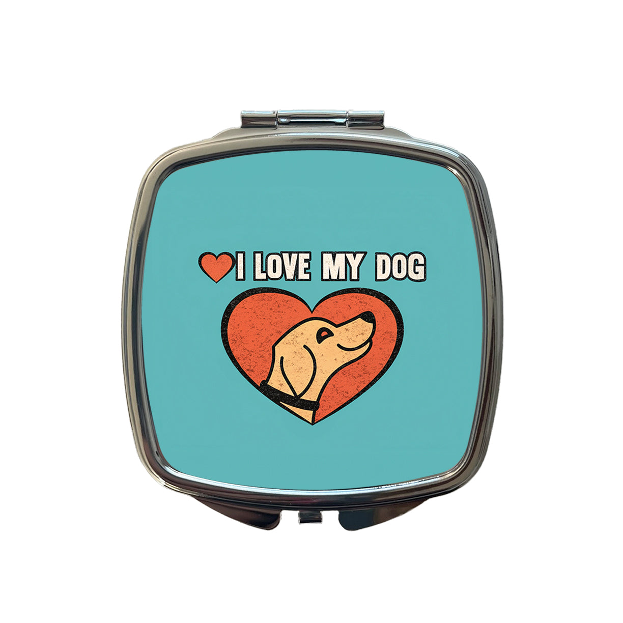 I Love My Dog Blue Small Travel Purse Handbag Pocket Makeup Compact Mirror