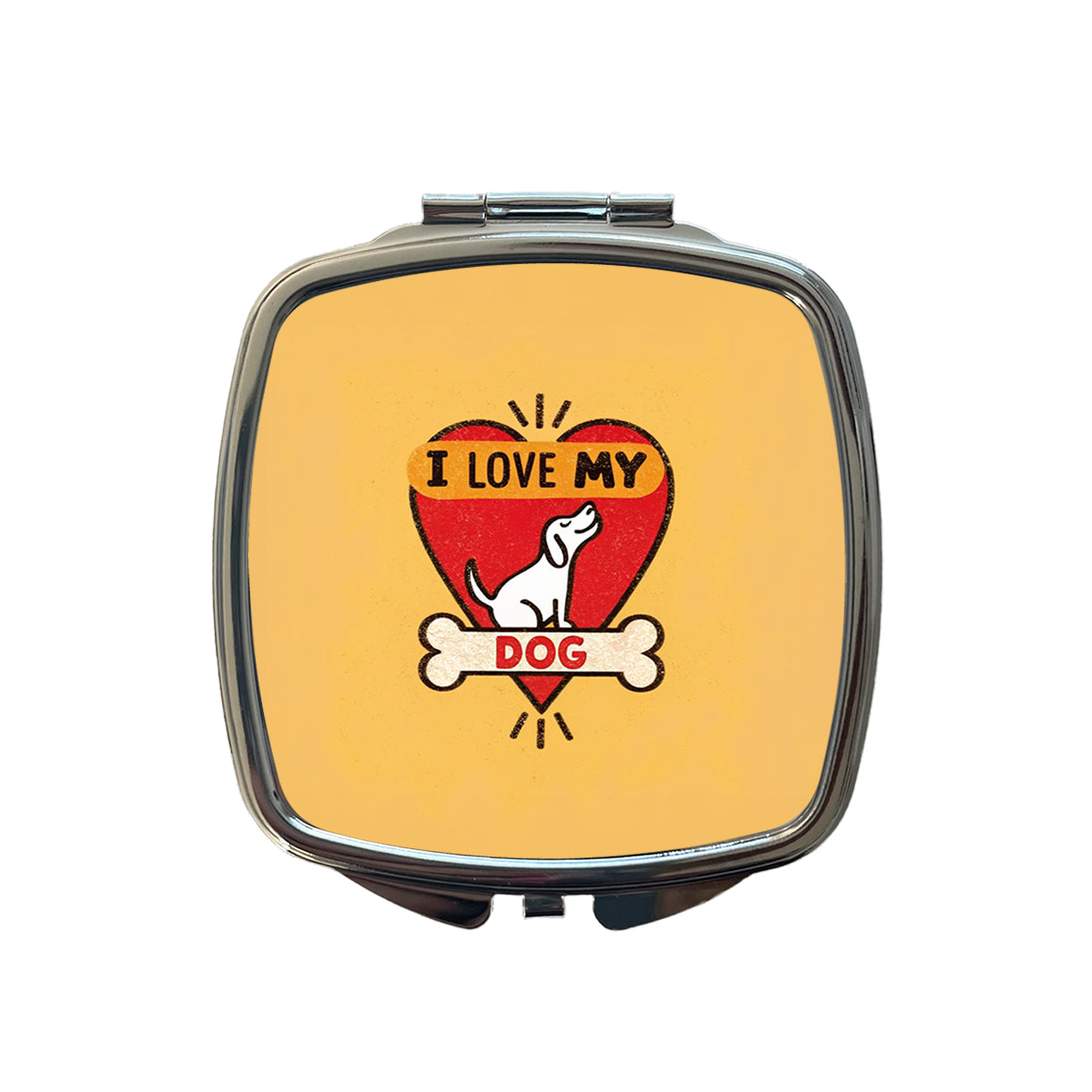 I Love My Dog Heart Small Travel Purse Handbag Pocket Makeup Compact Mirror