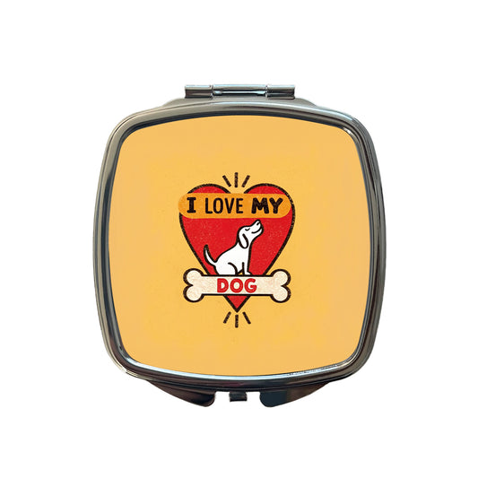 I Love My Dog Heart Small Travel Purse Handbag Pocket Makeup Compact Mirror