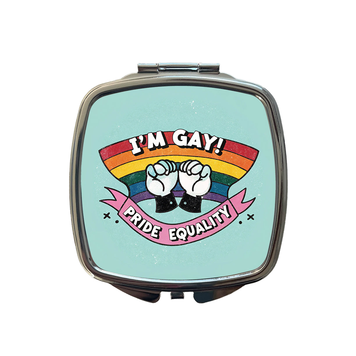 I'm Gay Pride Equality LGBTQ Rainbow Small Travel Purse Handbag Pocket Makeup Compact Mirror