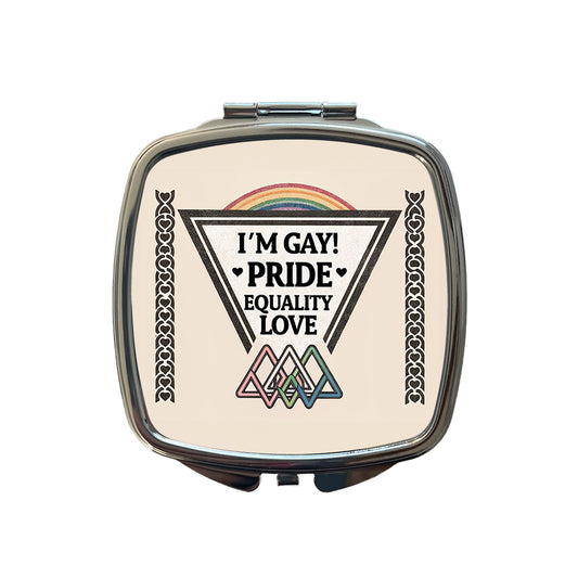 I'm Gay Pride LGBTQ Rainbow Love Small Travel Purse Handbag Pocket Makeup Compact Mirror